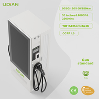 Station de recharge rapide DC 120 kW avec écran LCD 55 pouces, 2500 nits, avec Cloud CMS, téléchargement de photos depuis le téléphone et lecture multimédia USB