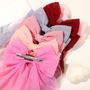 กิ๊บติดผมรูปโบว์ขนาดใหญ่ผ้าชีฟองลายจุดสำหรับฤดูใบไม้ผลิฤดูร้อนสไตล์เกาหลีกิ๊ฟติด<span class=keywords><strong>ผม</strong></span>โบว์ติดผมหาง<span class=keywords><strong>ยาว</strong></span><span class=keywords><strong>น่า</strong></span><span class=keywords><strong>รัก</strong></span>น่ารักสำหรับเด็กผู้หญิง - Product Image 4