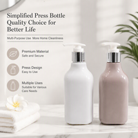 Flacon pompe carré simplifié en PET 200 ml pour huile essentielle, nettoyant visage, rechargeable, vide