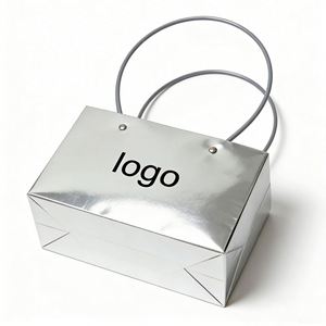 Custom Luxury Silver Metallic Specialty <b>Paper</b> Gift Bag With Double Loop Handle Ideal for Business & Premium Gift Packagingg - Product Image 2