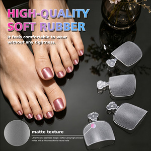 240 faux ongles d'orteils français ultra-fins mats invisibles sans lime, couvrance totale, à presser, pour salon et <span class=keywords><strong>manucure</strong></span> des pieds DIY - Product Image 4