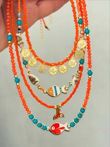 Collana di fascino estivo Boho madreperla conchiglia di perle perline di perline in acciaio inossidabile Charm Choker Design i tuoi gioielli personalizzati - Product Image 6