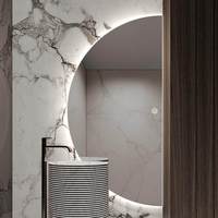 Miroir lumineux semi-circulaire créatif mural, lampe de maquillage en forme d'alien, LED tricolore, pour salle de bain, cuisine