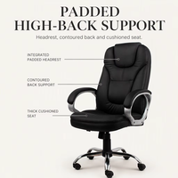 Chaise de bureau ergonomique et moderne, pivotante, en cuir noir, pour maison et bureau, vente en gros