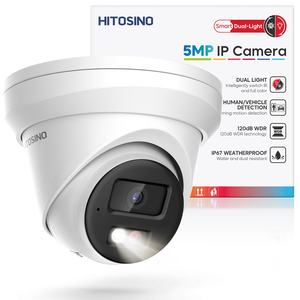 Stok Kanada OEM HITOSINO 5MP hi-connect mendukung lampu sorot hibrid pintar dan Alarm Audio IP Turret kamera POE - Product Image 4