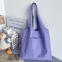 Sac fourre-tout en toile de coton réutilisable, couleur unie, esthétique, best-seller, pour les courses, les étudiants, avec poche