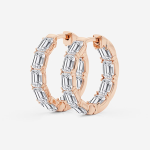 Elegantes Pendientes de Aro con Diamantes Cultivados en Laboratorio de 1 1/2 Quilates, Corte Princesa, con un Brillo Radiante, Joyería de Lujo Ética para Mujer - Product Image 1