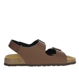 Grnl Sandales basses pour hommes SB3645-40 avec sangle en cuir marron, chaussures confortables - Product Image 4