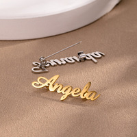 Broche Personalizado de Acero Inoxidable con Nombre Grabado, Pin de Solapa para Negocios, Bodas, Fiestas, Compromisos, Regalo