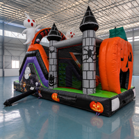 Maison gonflable commerciale de rebond d'Halloween combinée avec le château de citrouille de glissière pour la location d'événement de partie