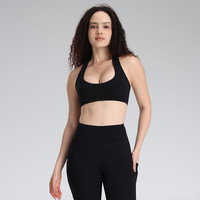 Sujetador deportivo sexy con cuello en V profundo, a prueba de golpes, para yoga, gimnasio, fitness, con logo personalizado, espalda cruzada, para mujer
