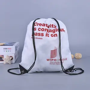 工厂定制标志运动抽绳背包210D聚酯印花拉绳包用于促销