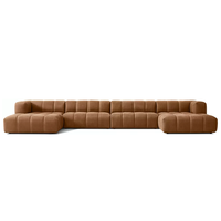 Canapé modulaire en cuir durable, matériau écologique, canapé sectionnel, meubles de salon, structure en bois, doux et confortable pour villa