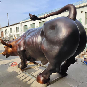 Artesanía de metal grande personalizada de fábrica-Diseño famoso Acero inoxidable Bronce Wall Street Bull Escultura <span class=keywords><strong>Ganado</strong></span> al aire libre pulido - Product Image 6