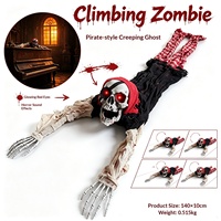 Halloween Skeleton Ornament, Light & Sound Pirate Crawling Ghost, Haunted House Escape Room Scene Decor Props Wholesale