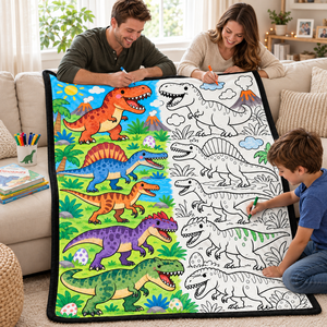 Manta de Colorear con Diseño de <span class=keywords><strong>Dinosaurios</strong></span>, Manta de Arte Prehistórico para Colorear con Marcadores, para Dormitorio, Sofá, Regalo DIY - Product Image 2