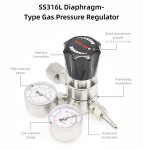 Диапазон манометра 600x30 фунтов на квадратный дюйм азот/гелий/аммиак/СО2/аргон/ацетилен/газовый регулятор кислорода, Газовый Регулятор низкого давления - Product Image 2