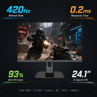 Moniteur de jeu OEM 420Hz 24,1 pouces FHD 0,2 ms 93% DCI-P3, écran Esports sous marque privée pour les distributeurs de marques