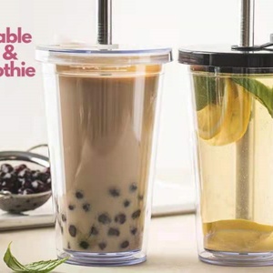 Reusable <b>Bubble</b> Tea Cup Smoothie Cup 17 OZ 20 OZ <b>Boba</b> Cup Plastic Water Bottle Tea Infuser Bottle Tea Milk Tumbler - Product Image 4