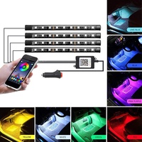 Lumières d'ambiance LED RGB pour voiture, 48 LED, bande lumineuse intérieure avec USB/allume-cigare, barre de décoration, télécommande
