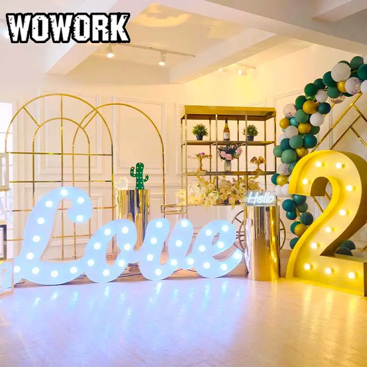 Wowork Fushun 2022 Led Marquee Grote 4ft 5ft Liefde Brief Licht Teken Bruiloft Decoratie Benodigdheden Verjaardag Evenementen Achtergronden