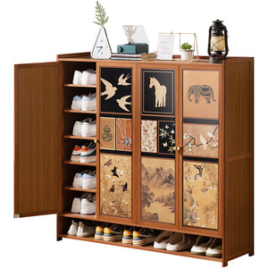 New vintage-style entryway <b>shoe</b> cabinet, floor-standing, simple <b>storage</b> unit with doors, perfect for the living room. Wow! - Product Image 5
