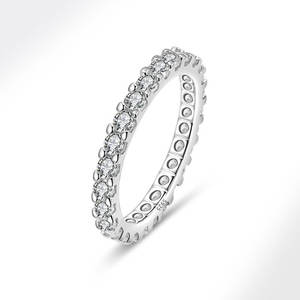 S925ピュアシルバープラチナメッキ女性用リングセットフルサークルパリファッション女神ダイヤモンドシミュレーション気質グループリング - Product Image 5