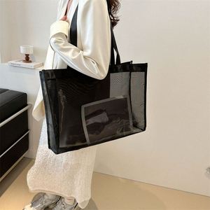 Bolso de mano transparente de malla, bolso de mano transparente de gran capacidad para viajes de compras en la playa - Product Image 4