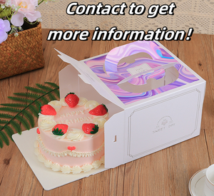 Boîte à gâteau portable en papier d'art de qualité alimentaire avec logo personnalisé imprimé, emballage de boulangerie pour pâtisserie et desserts, vente en <span class=keywords><strong>gros</strong></span> - Product Image 3