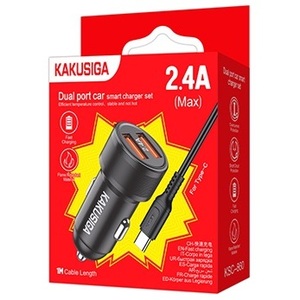 KAKUSIGA Car <b>Charger</b> 2xUSB 5V 2.4A Fast Charging With <b>Type</b> <b>C</b> <b>Cable</b> - Product Image 5