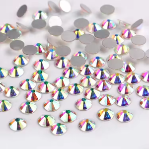 Grosir kristal AB tidak panas memperbaiki berlian imitasi pipih massal untuk pakaian, DIY lem kaca longgar di belakang berlian imitasi - Product Image 6