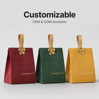 Boîte cadeau personnalisée pour mariage avec ruban, poignée et décoration florale, sac en papier bordeaux pour fête, anniversaire, baby shower