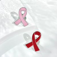 Broches Ruban de Sensibilisation Rouge, Ruban Rose pour la lutte contre le VIH/SIDA, Badge de revers pour la lutte contre le cancer du sein, Broche multicolore effet goutte d'huile