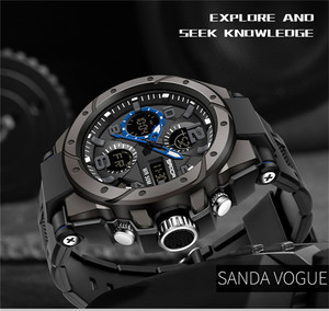 Montre numérique LED pour homme SANDA 3192 avec cadran carré, multifonction, mesure de la température, bracelet en acier, montre sportive pour homme, cadeau - Product Image 2
