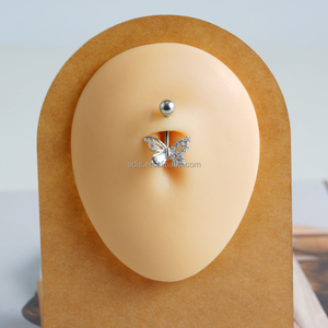 Anello da <span class=keywords><strong>ombelico</strong></span> in acciaio inossidabile con zirconi a forma di farfalla, placcato <span class=keywords><strong>argento</strong></span>/oro, gioiello per <span class=keywords><strong>piercing</strong></span>, anello per <span class=keywords><strong>ombelico</strong></span> per matrimonio - Product Image 5