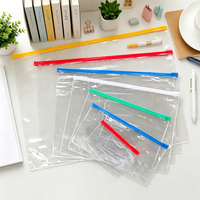 Sac en PVC noir personnalisé avec fermeture éclair, transparent, format A4/A5/A6, étui à crayons et pochette pour documents et factures