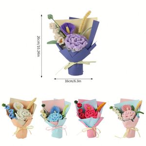 Kit de mini-bouquet élégant Duo : Créez une rose géante et un anthurium avec des tiges en chenille, 5 combinaisons de couleurs pastel douces - Product Image 3