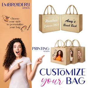 Borsa di iuta riutilizzabile <span class=keywords><strong>personalizzata</strong></span> <span class=keywords><strong>con</strong></span> il tuo <span class=keywords><strong>nome</strong></span> o modello, Tote Bag in juta per lo Shopping in juta e cotone - Product Image 5