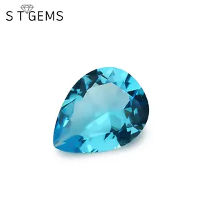 Cristal azul de mar, piedras preciosas, piedra de cristal cortada de pera, precio directo de fábrica de China