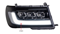 Phare avant LED 12V 55W 6000K pour Land Cruiser LC100 Année 1998-2007, boîtier noir