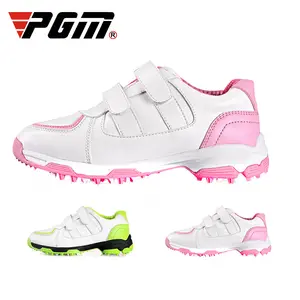 Zapatos de golf antideslizantes para niños, calzado deportivo informal de microfibra a prueba de agua, color blanco y verde