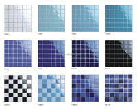 Mosaïque en céramique de porcelaine émaillée moderne bleu ciel classique 48*48MM pour les carreaux de bordure de sol de piscine, mosaïques de piscine
