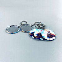 Modedesigner benutzer definierte Weißblech druck Anime Schlüssel anhänger Schlüssel ring leer Metall knopf Mini Spiegel Schlüssel bund