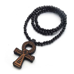 Mecrt Wooden Beads Rosary Necklace 8mm Wood Beaded Necklace <b>Chain</b> Wood <b>Cross</b> Pendant Necklace for Men Christian <b>Cross</b> Jewelry - Product Image 4