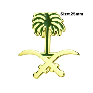 Aangepaste Broche Fabrikant Saudi Arabië 93e Nationale Dag Zacht Hard Souvenir Magnetische Groene En Witte Emaille Reversspeldjes