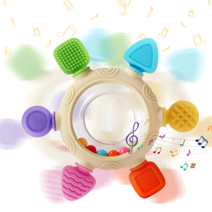 Mordedores para Bebés, Juguetes Sensoriales con Sonajero, Silicona de Grado Alimenticio Suave, Reutilizables, Libres de BPA, Alivio para la Dentición - Product Image 3