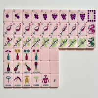 Set Mahjong Amerika Kustom Gaya Anggur Napa Valley, Ubin Mahjong Akrilik Berembos Pink, Hadiah untuk Hiburan