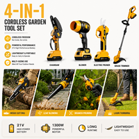 Ensemble d'outils électriques essentiels 4 pièces avec étui souple pour l'entretien du jardin, tondeuse à gazon, tronçonneuse, souffleur de feuilles à batterie