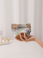 Nouvelle Pochette Ouverte en Toile Florale Rétro Française pour Femme, Porte-Monnaie de Haute Qualité pour Soins de la Peau, Maquillage, Rouge à Lèvres et Petits Objets