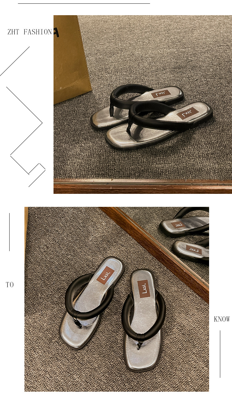 Summer Fashion PU Casual Flat Shoes Non-slip Slides Sandals Indoor Slippers for Women
